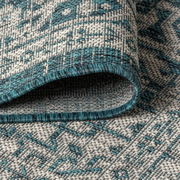 Sinjuri Medallion Textured Weave Indoor/outdoor Runner Rug
